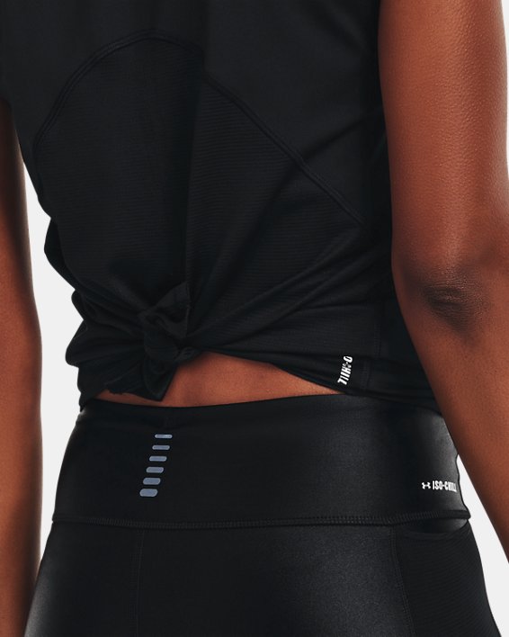 Women's UA Iso-Chill Run Short Sleeve, Black, pdpMainDesktop image number 3
